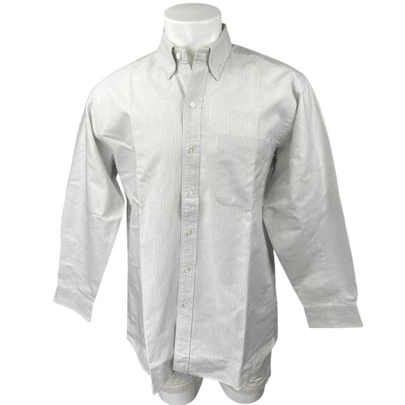 Swells New England Shirt Co Men's Gray Striped Long Sleeve Dress Shirt Top Sz 34
